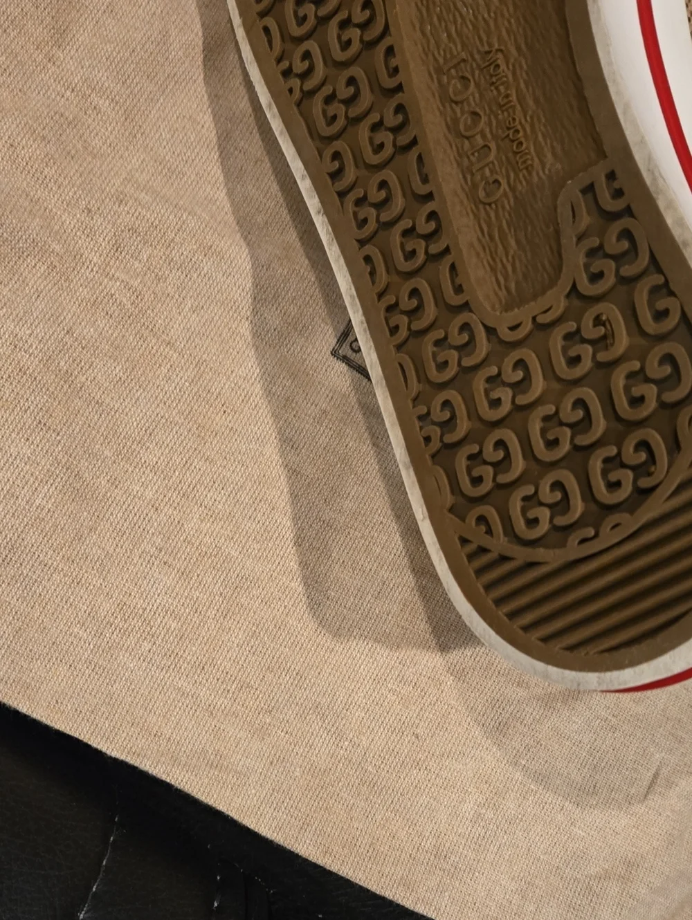 Gucci Tennis 1977 Velcro Sneakers in Jumbo GG monogram canvas.